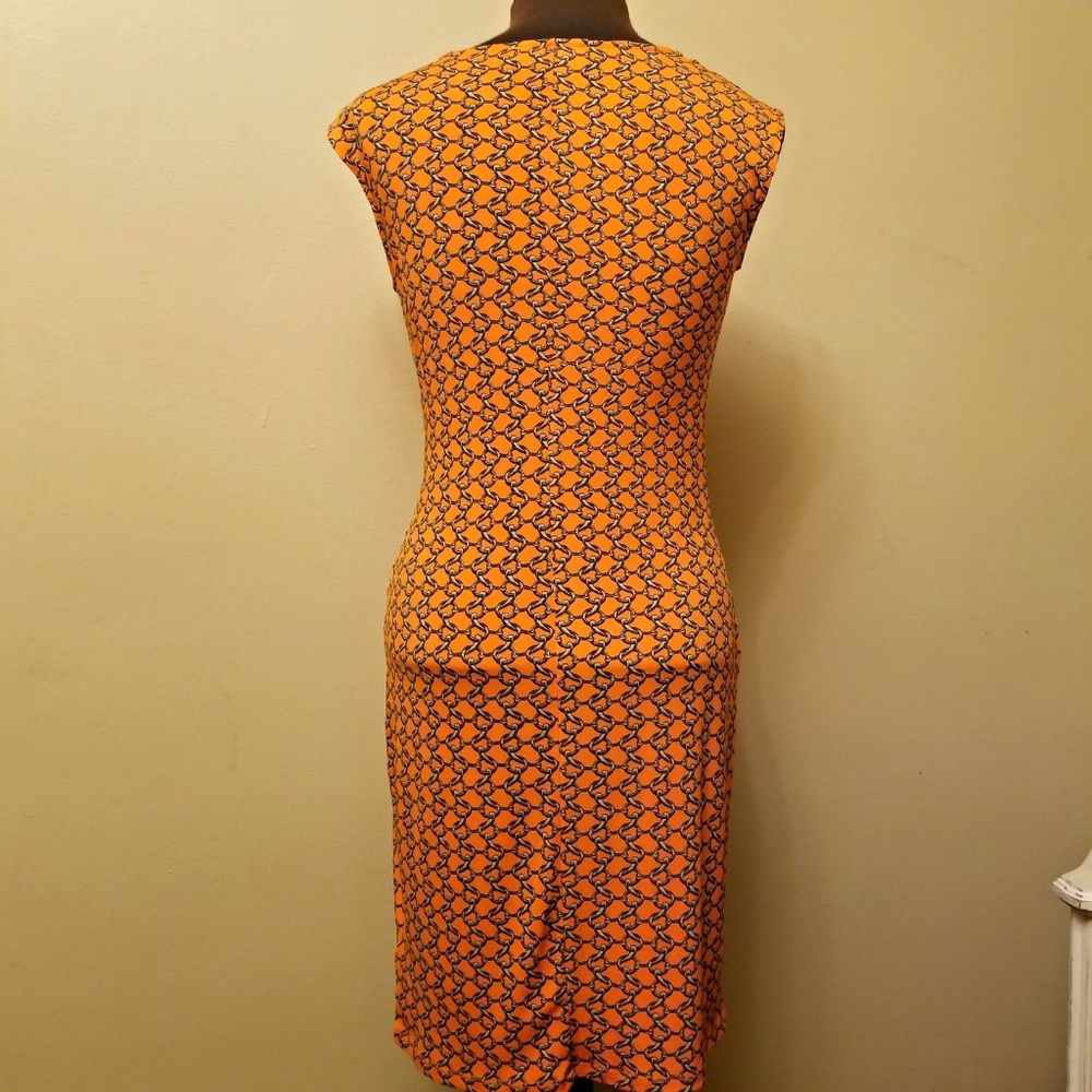 Michael Kors Orange Chain Link Pattern Dress Xs - image 3